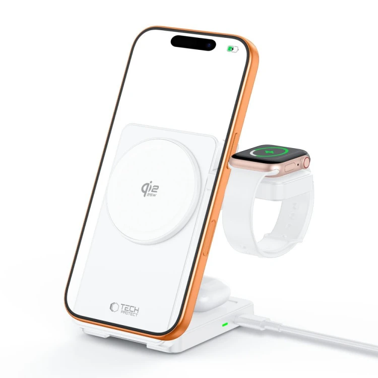Ładowarka bezprzewodowa Tech-Protect A56 3in1 Magnetic MagSafe Wireless Charger 25W Qi2.2 White