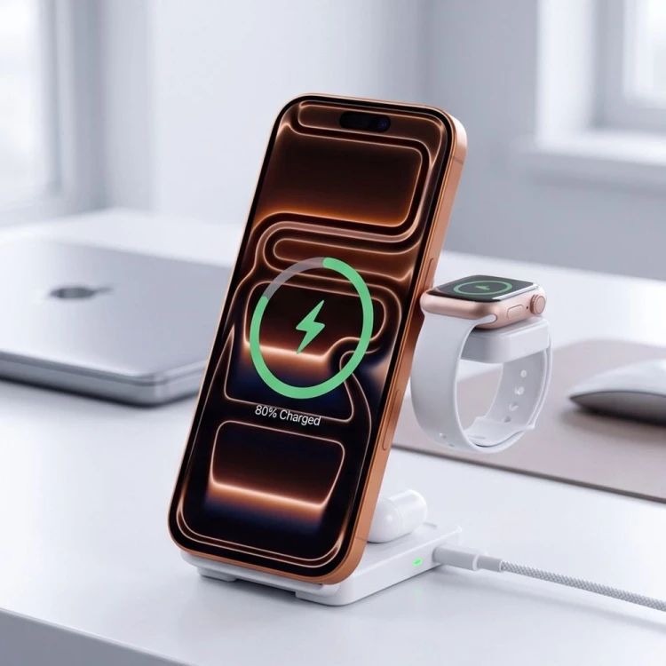 Ładowarka bezprzewodowa Tech-Protect A56 3in1 Magnetic MagSafe Wireless Charger 25W Qi2.2 White