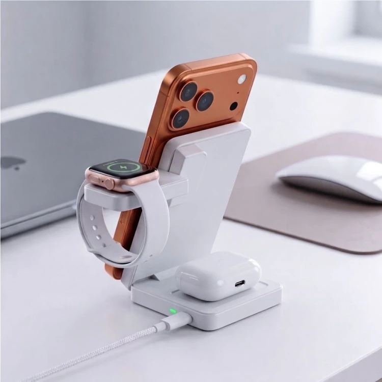 Ładowarka bezprzewodowa Tech-Protect A56 3in1 Magnetic MagSafe Wireless Charger 25W Qi2.2 White