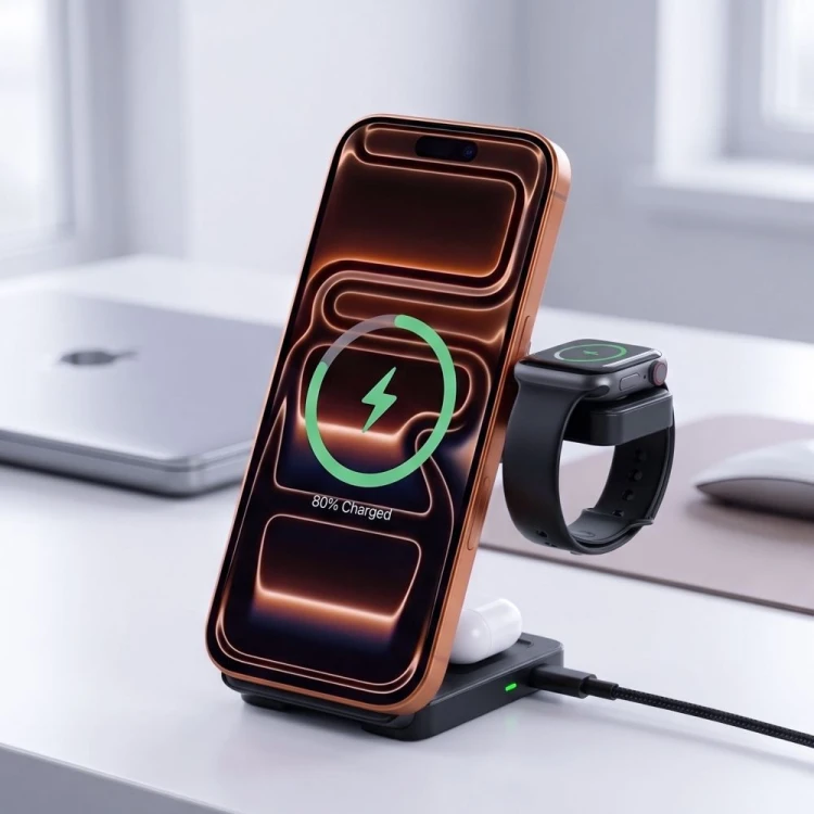 Ładowarka indukcyjna Tech-Protect A56 3in1 Magnetic MagSafe Wireless Charger 25W Qi2.2 Black