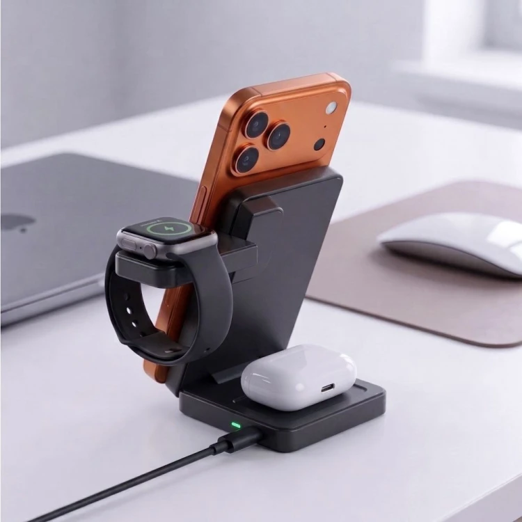 Ładowarka indukcyjna Tech-Protect A56 3in1 Magnetic MagSafe Wireless Charger 25W Qi2.2 Black