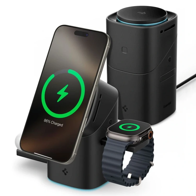 Ładowarka bezprzewodowa Spigen Essential EF223MS 3in1 Qi2 Rotary Magnetic MagSafe Wireless Charger B