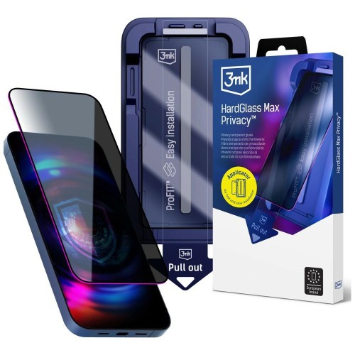 Szkło prywatyzujące 3MK HardGlass Max Privacy z aplikatorem do Apple iPhone 16 Pro / 17 czarny