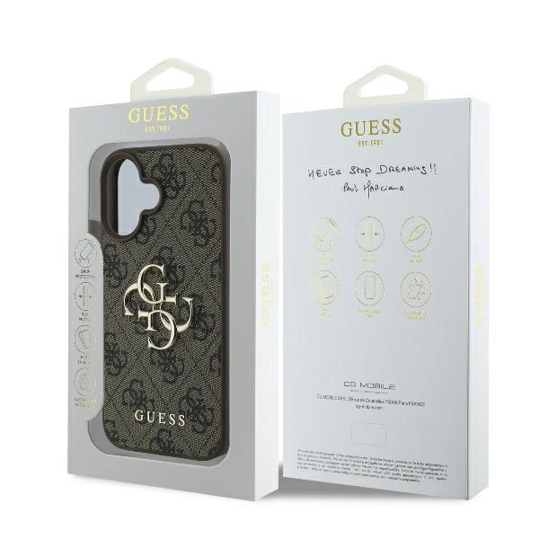 Etui Guess GUHCP16S4GMGBR Apple iPhone 16 hardcase 4G Big Logo brązowy
