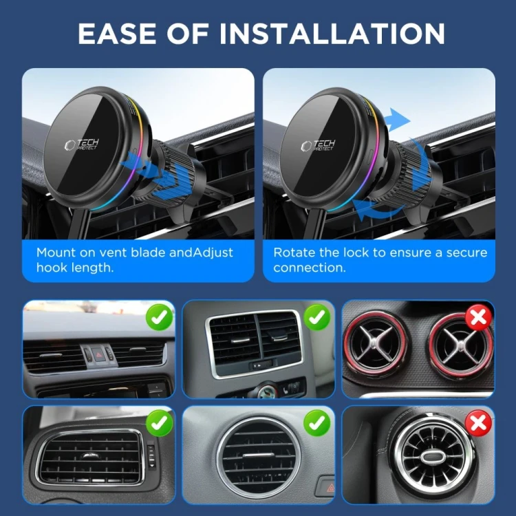 Uchwyt samochodowy na kokpit / do kratki Tech-Protect V9 Arcticboost Magnetic MagSafe Dashboard & Ve