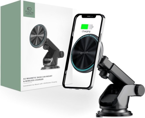 Uchwyt samochodowy Tech-Protect A2 Magnetic MagSafe Dash Car Mount Wireless Charger 15W Black