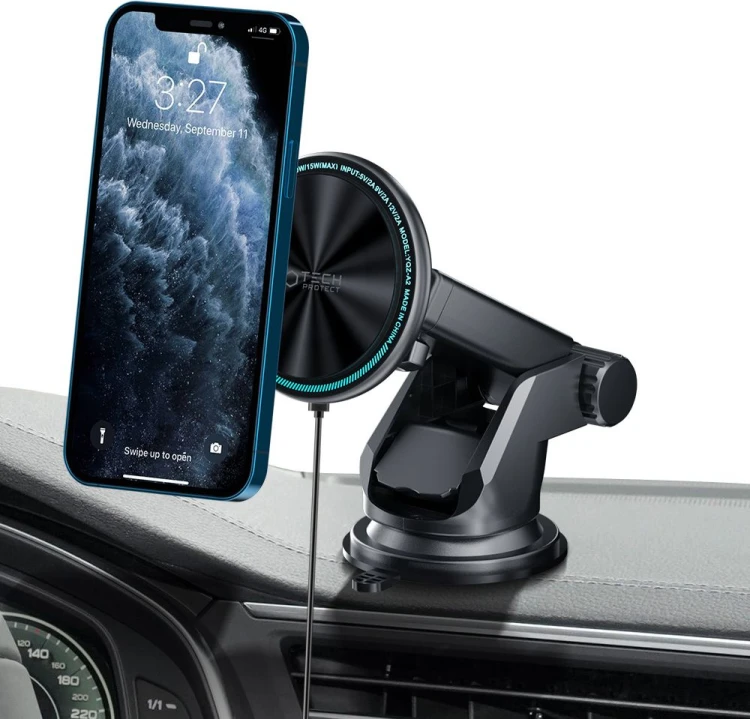 Uchwyt samochodowy Tech-Protect A2 Magnetic MagSafe Dash Car Mount Wireless Charger 15W Black