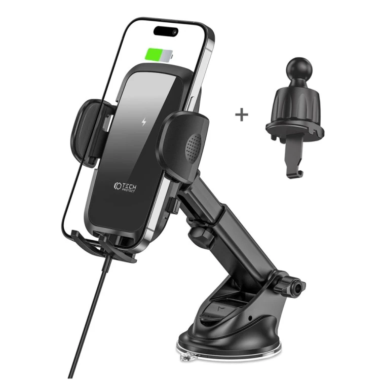 Uchwyt samochodowy z ładowarką bezprzewodową Tech-Protect CM15W-V1 Car Mount Wireless Charger 15W Bl