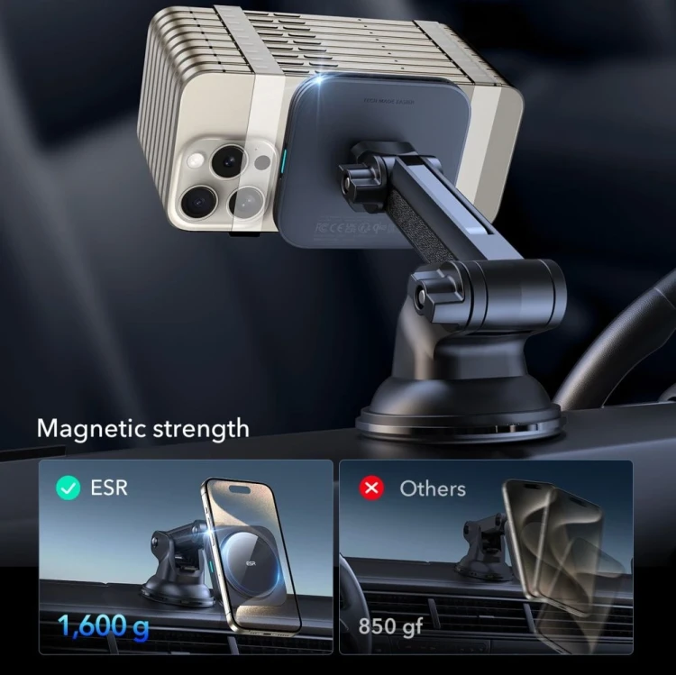 Uchwyt samochodowy na kokpit / szybę z ładowarką indukcyjną ESR Halolock Magnetic Magsafe Dashboard 