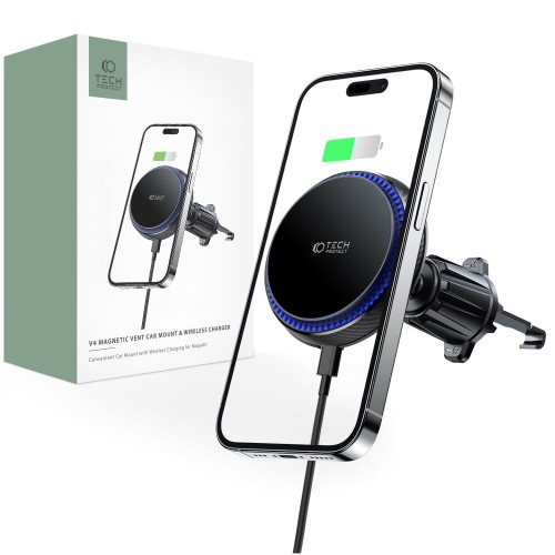 Uchwyt samochodowy z ładowarką bezprzewodową Tech-Protect MM15W-V4 Magnetic Magsafe Vent Car Mount W