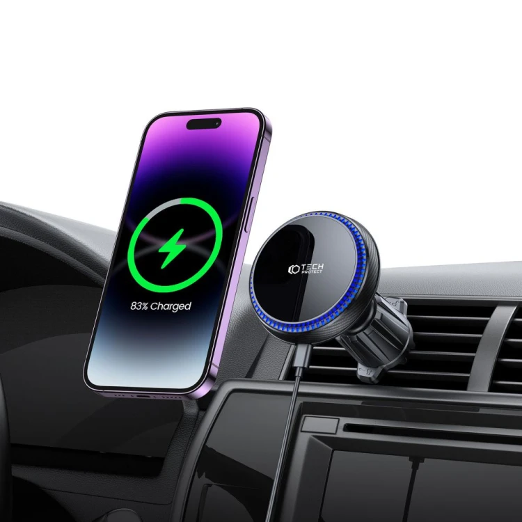 Uchwyt samochodowy z ładowarką bezprzewodową Tech-Protect MM15W-V4 Magnetic Magsafe Vent Car Mount W