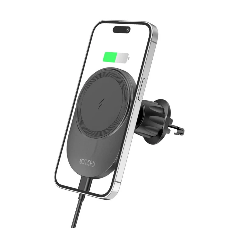 Uchwyt samochodowy z ładowarką bezprzewodową MagSafe Tech-Protect MM15W-V1 Magnetic Vent Car Mount W