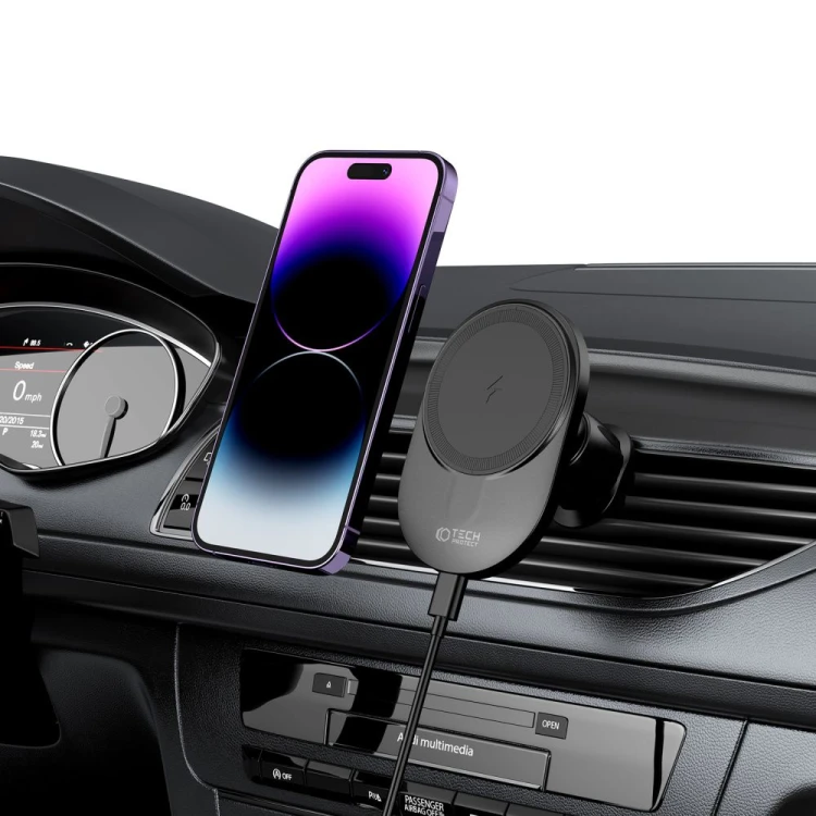 Uchwyt samochodowy z ładowarką bezprzewodową MagSafe Tech-Protect MM15W-V1 Magnetic Vent Car Mount W
