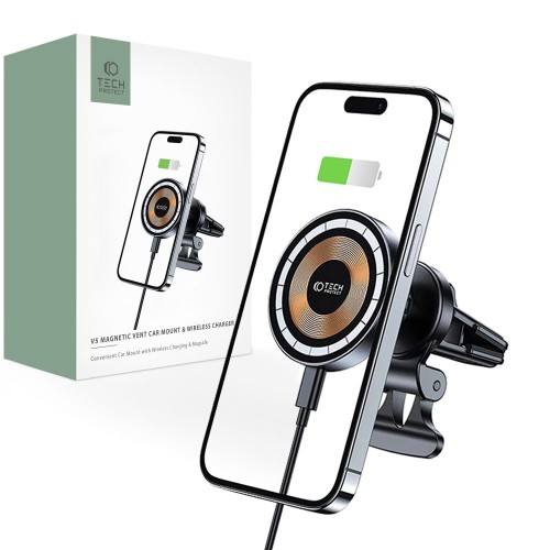 Uchwyt samochodowy z ładowarką bezprzewodową Tech-Protect MM15W-V5 Magnetic MagSafe Vent Car Mount W