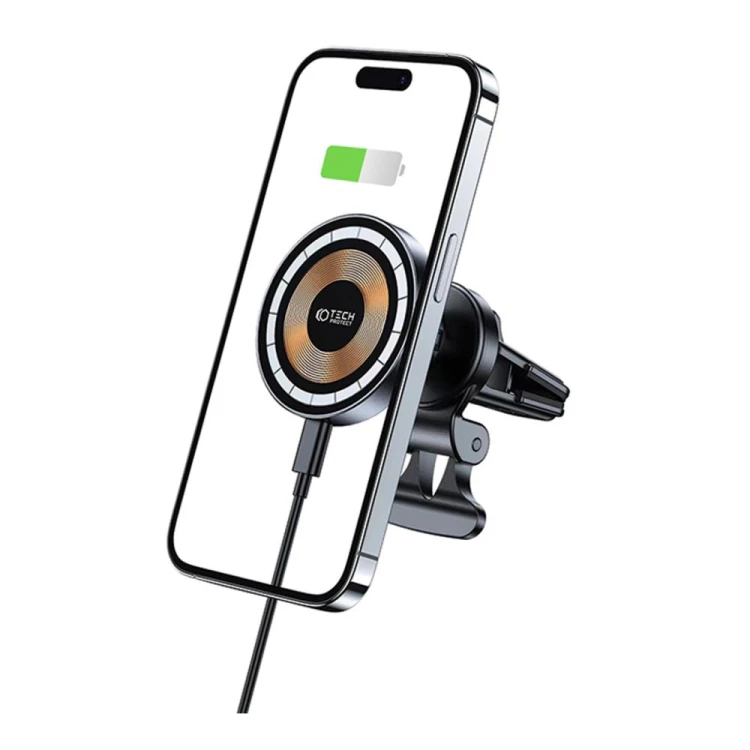 Uchwyt samochodowy z ładowarką bezprzewodową Tech-Protect MM15W-V5 Magnetic MagSafe Vent Car Mount W