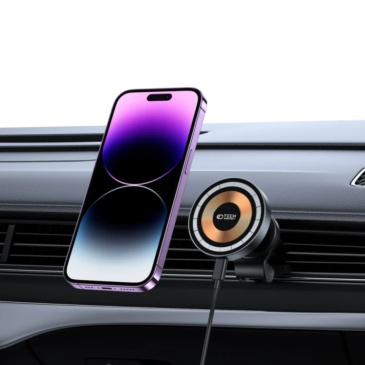 Uchwyt samochodowy z ładowarką bezprzewodową Tech-Protect MM15W-V5 Magnetic MagSafe Vent Car Mount W