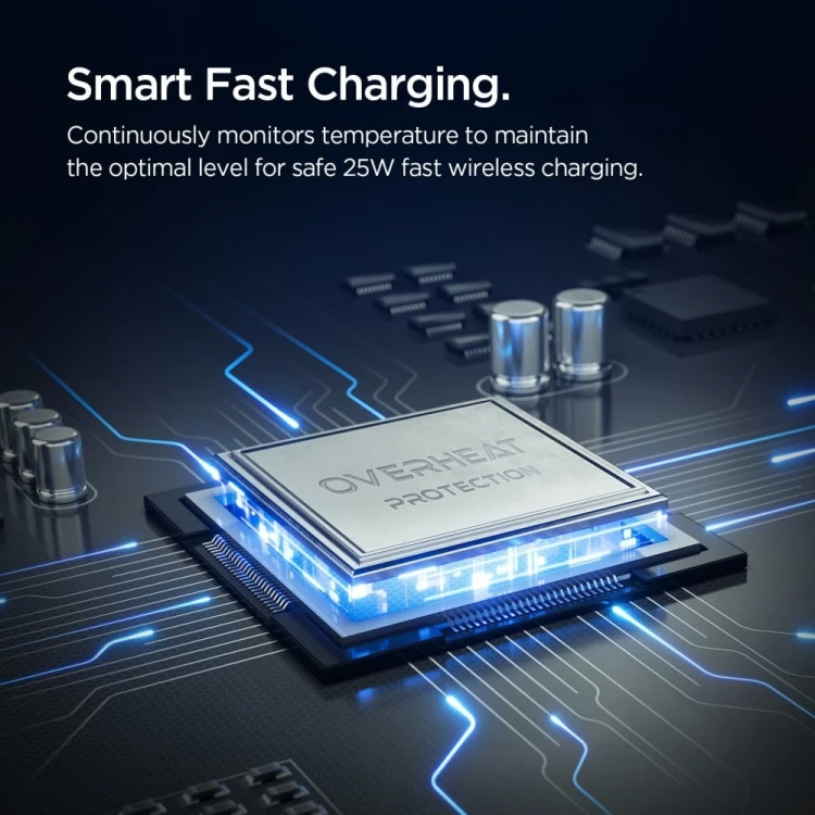 Uchwyt samochodowy do kratki z ładowarką indukcyjną Spigen Essential EV25MFAQ Qi2.2 Peltier Magnetic