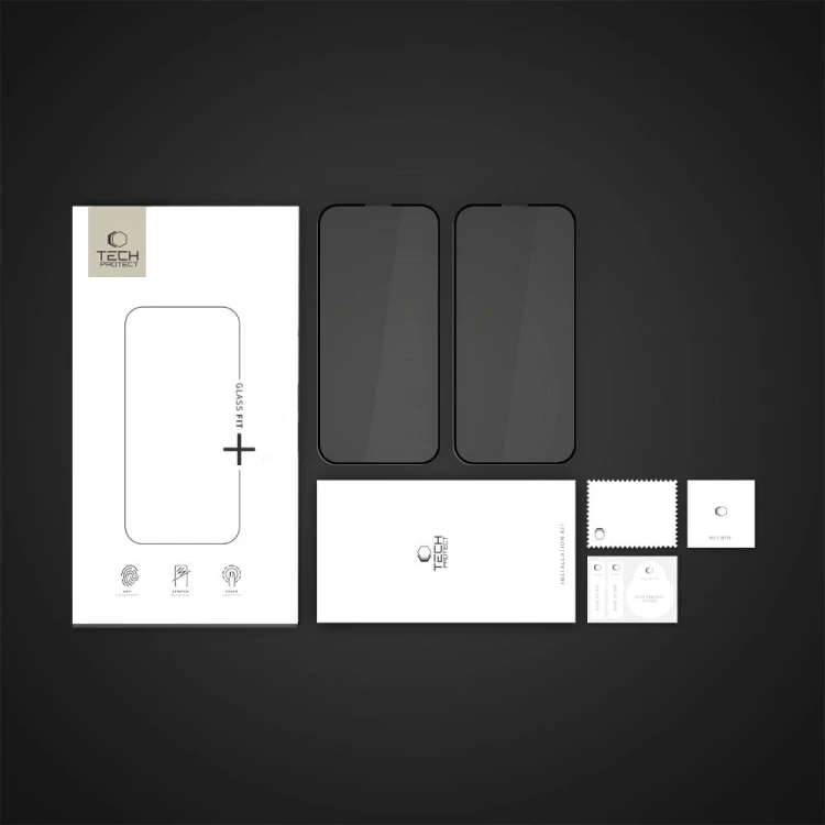 Szkło hartowane Tech-Protect Glass Fit+ Apple iPhone 13 / 13 Pro / 14 / 17e / 16e Black [2 PACK]