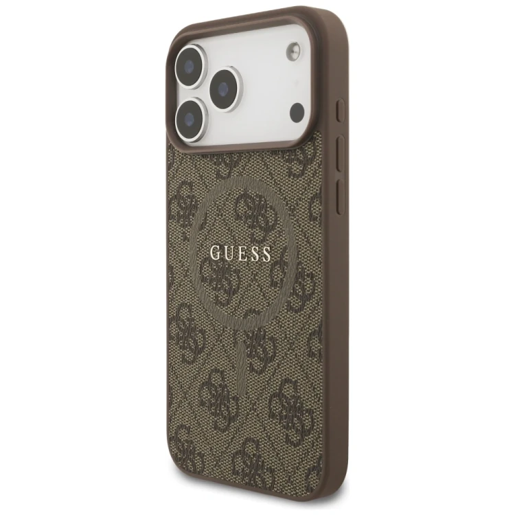 Etui Guess 4G Ring Classic Logo MagSafe do Apple iPhone 17 Pro Max brązowy
