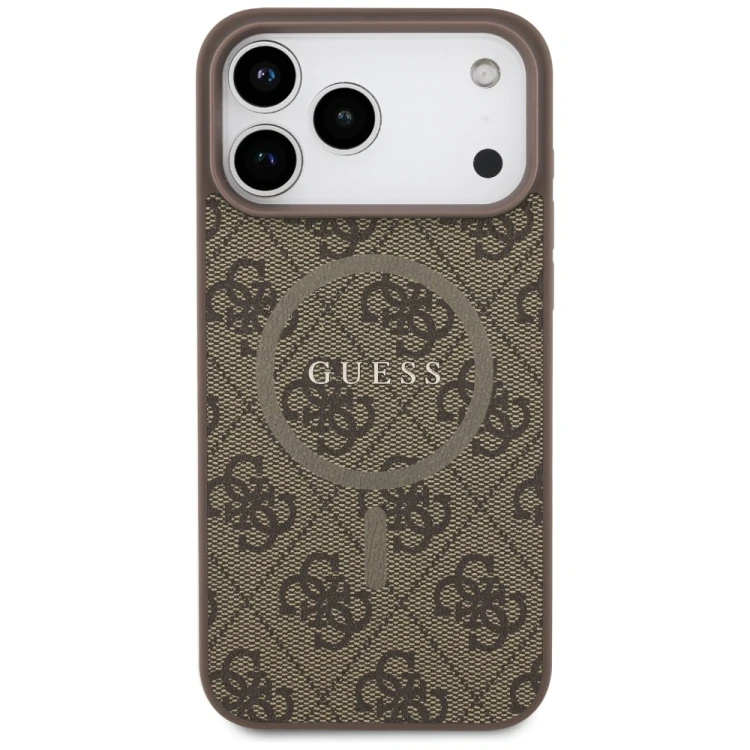 Etui Guess 4G Ring Classic Logo MagSafe do Apple iPhone 17 Pro Max brązowy