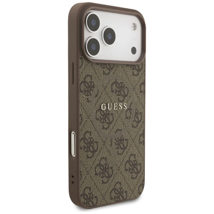 Etui Guess 4G Ring Classic Logo MagSafe do Apple iPhone 17 Pro Max brązowy