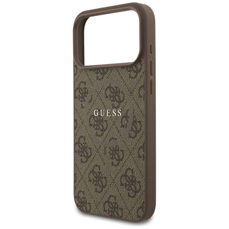 Etui Guess 4G Ring Classic Logo MagSafe do Apple iPhone 17 Pro Max brązowy
