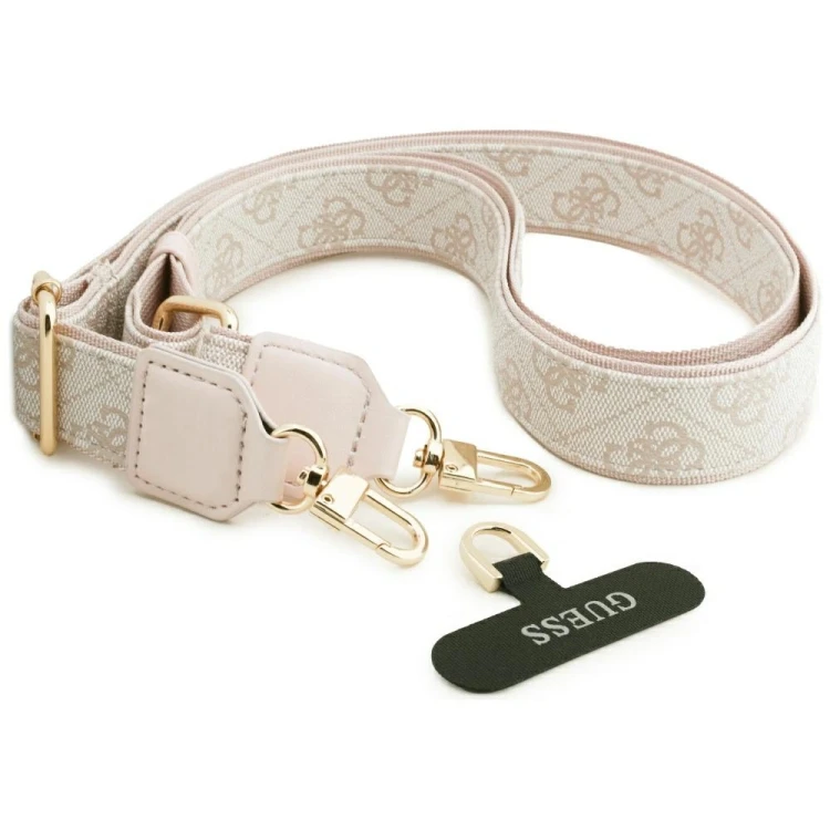 Etui Guess 4G Strass Logo & Big Strap Metal Buttons MagSafe do Apple iPhone 17 Pro Max różowy