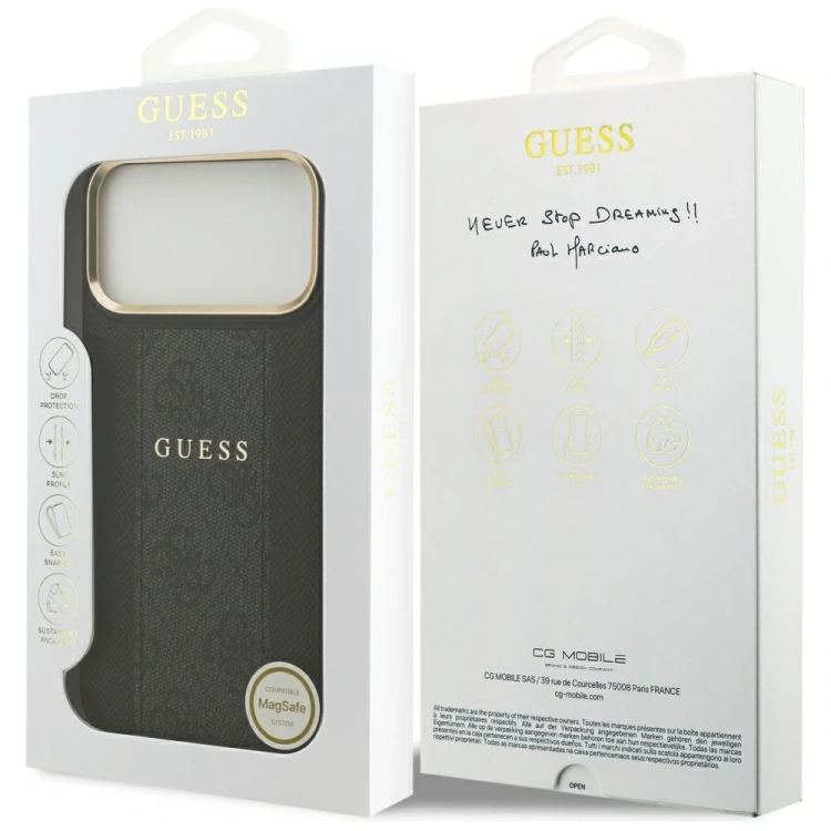 Etui Guess 4G Stripe MagSafe do Apple iPhone 17 Pro Max czarny