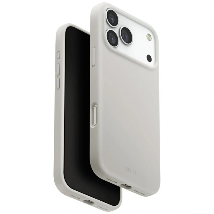 Etui UNIQ Lino do Apple iPhone 17 Pro Max Magclick Charging jasno szary