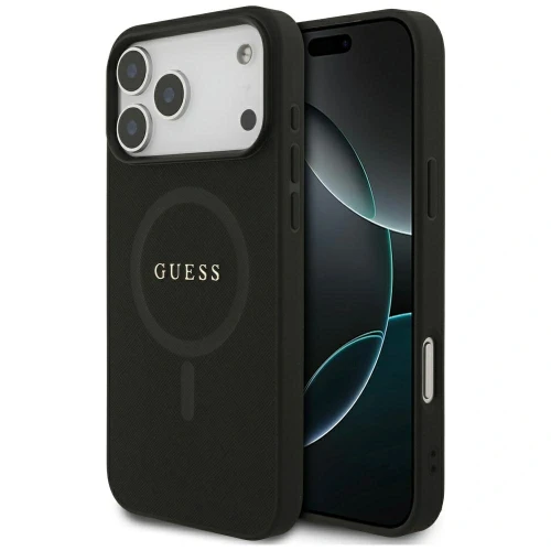 Etui Guess Saffiano Classic Logo MagSafe do Apple iPhone 17 Pro Max czarny