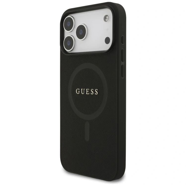 Etui Guess Saffiano Classic Logo MagSafe do Apple iPhone 17 Pro Max czarny