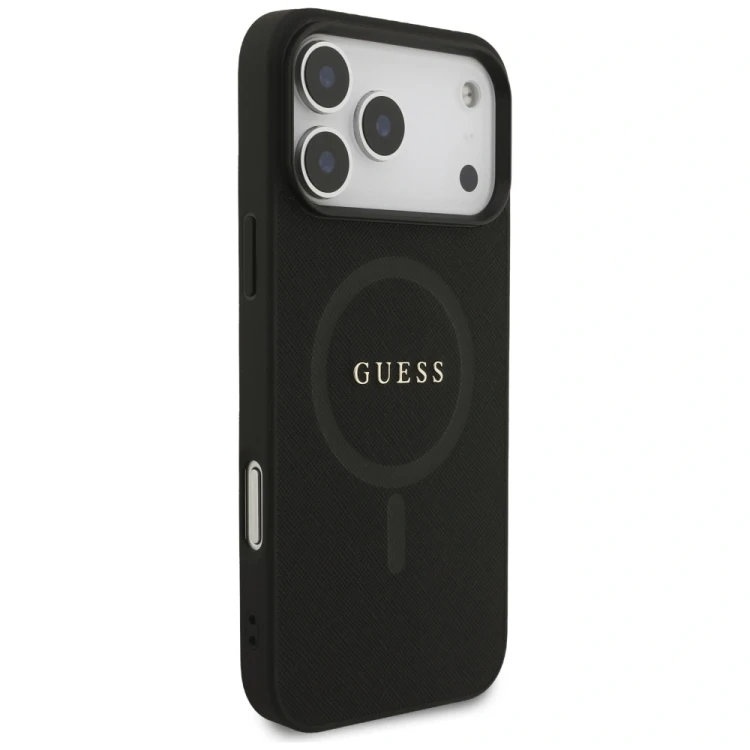 Etui Guess Saffiano Classic Logo MagSafe do Apple iPhone 17 Pro Max czarny