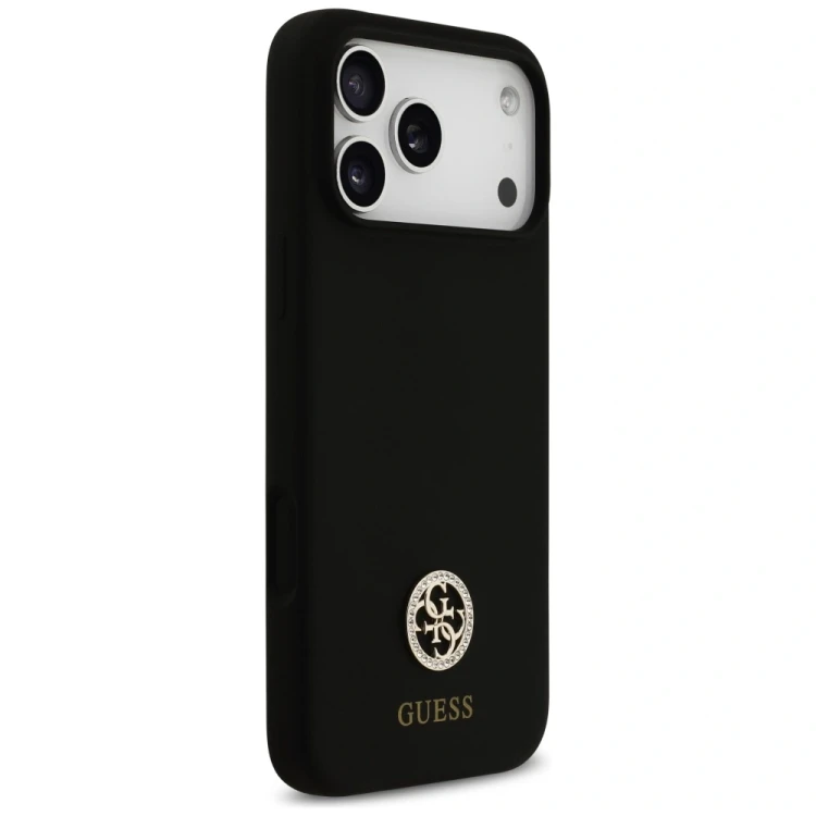 Etui Guess Silicone Logo Strass 4G MagSafe do Apple iPhone 17 Pro Max czarny