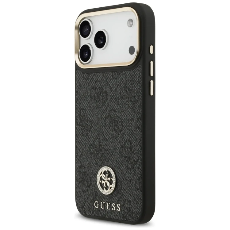 Etui Guess 4G Srtass Logo & Big Strap Metal Buttons MagSafe do Apple iPhone 17 Pro Max czarny