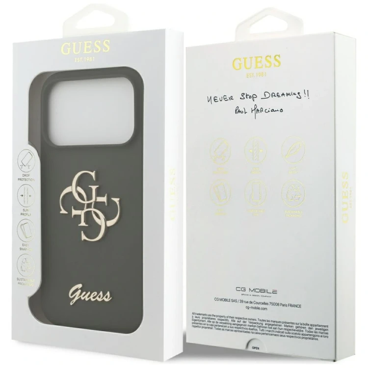 Etui Guess Silicone Big 4G Script do Apple iPhone 17 Pro Max khaki