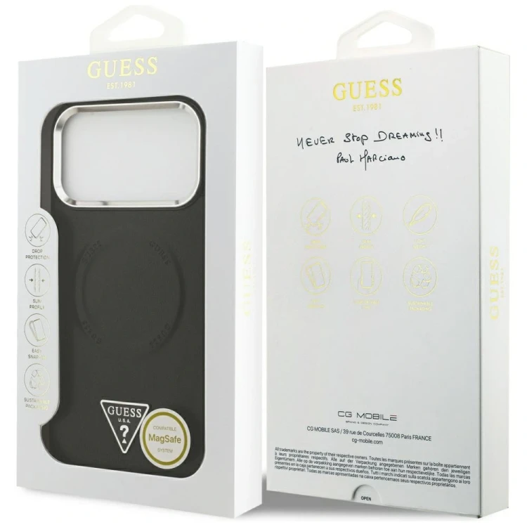 Etui Guess Triangle Logo MagSafe do Apple iPhone 17 Pro Max czarny