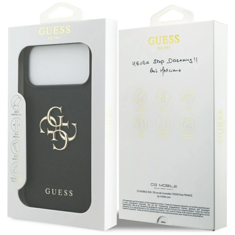 Etui Guess Grained Big 4G & Classic Logo do Apple iPhone 17 Pro Max czarny