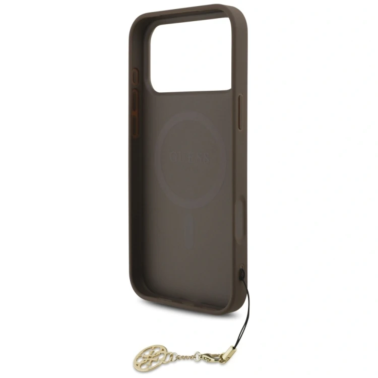 Etui Guess 4G Charms Collection MagSafe do Apple iPhone 17 Pro Max brązowy