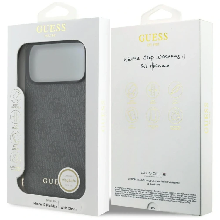 Etui Guess 4G Charms Collection MagSafe do Apple iPhone 17 Pro Max czarny