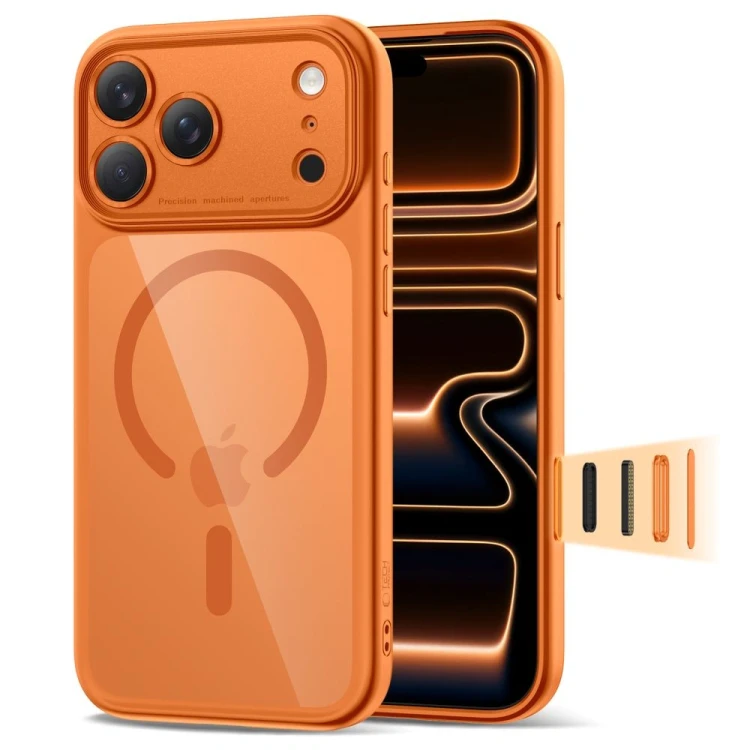 Etui Tech-Protect Magpeak MagSafe CC do Apple iPhone 17 Pro Max Cosmic Orange/clear