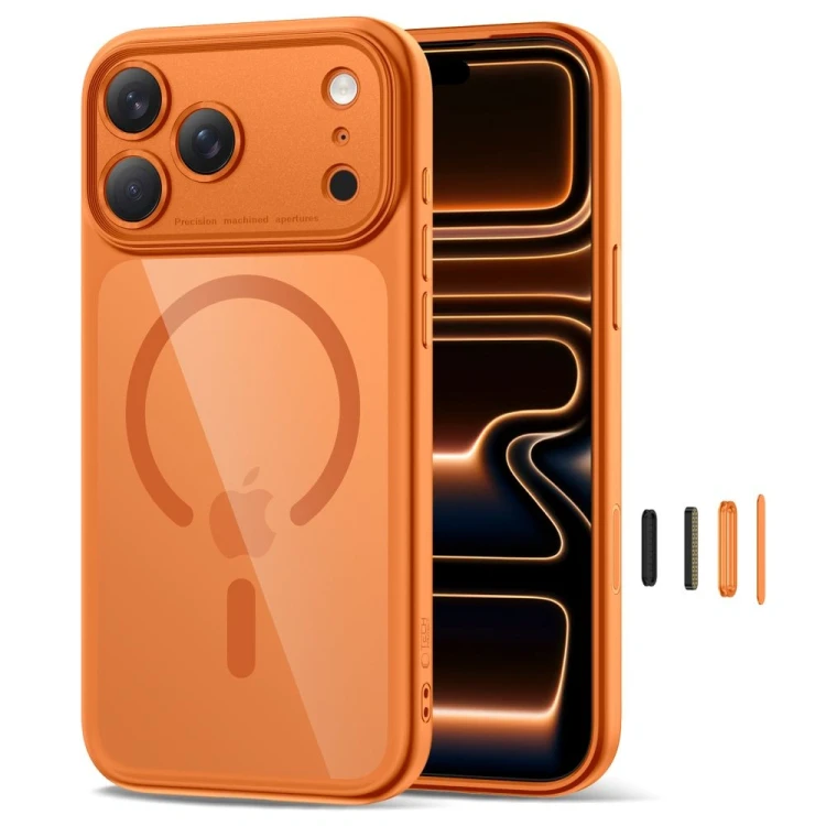 Etui Tech-Protect Magpeak MagSafe CC do Apple iPhone 17 Pro Max Cosmic Orange/clear