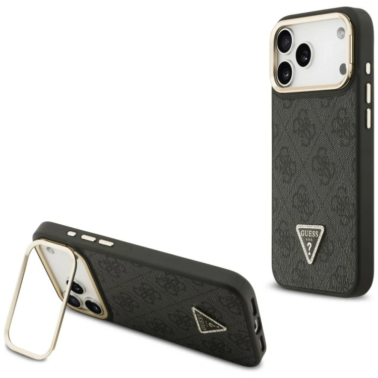 Etui Guess 4G PU Triangle Logo & Stand Camera Magsafe do Apple iPhone 17 Pro Max czarny