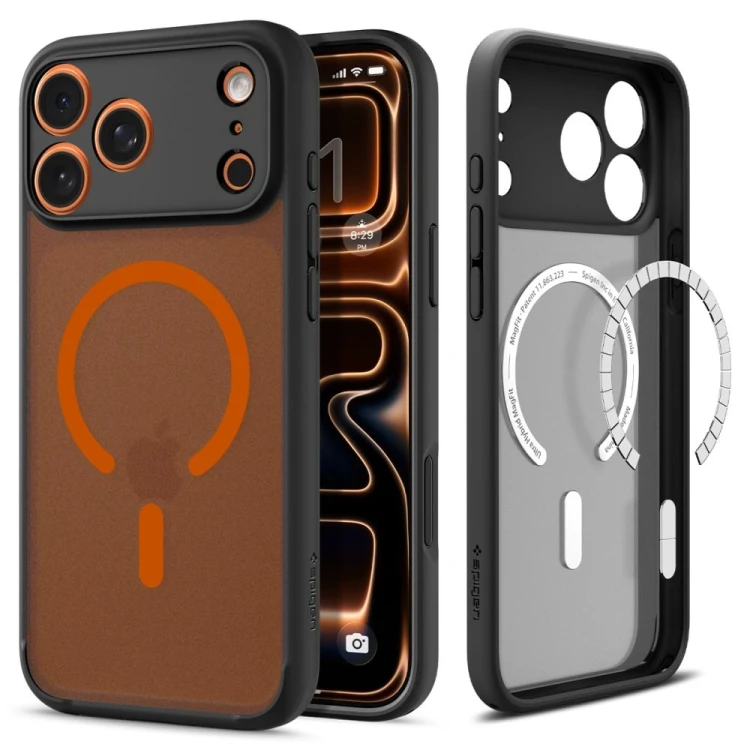 Etui Spigen Ultra Hybrid Mag MagSafe do Apple iPhone 17 Pro Max Frost Black/orange