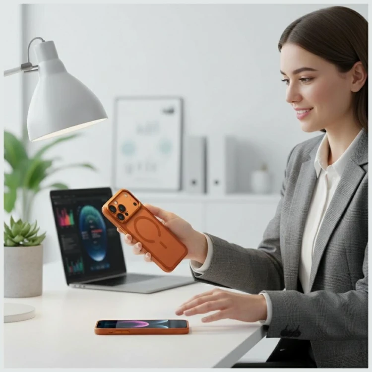 Etui UNIQ Veren do Apple iPhone 17 Pro Max MagClick Charging pomarańczowy