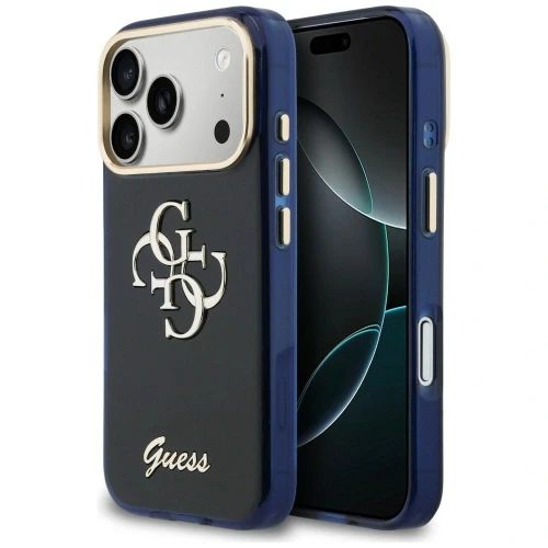 Etui Guess IML 4G Script Metal do Apple iPhone 17 Pro Max niebieski