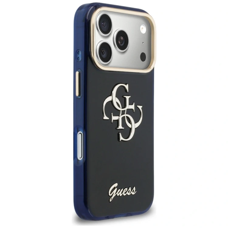 Etui Guess IML 4G Script Metal do Apple iPhone 17 Pro Max niebieski