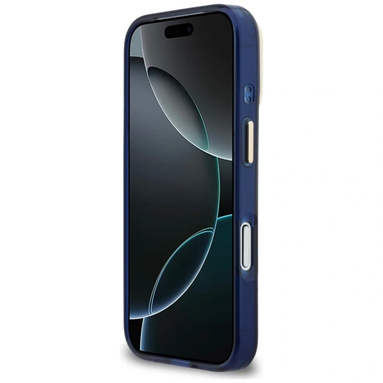 Etui Guess IML 4G Script Metal do Apple iPhone 17 Pro Max niebieski