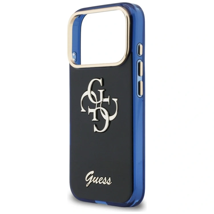 Etui Guess IML 4G Script Metal do Apple iPhone 17 Pro Max niebieski