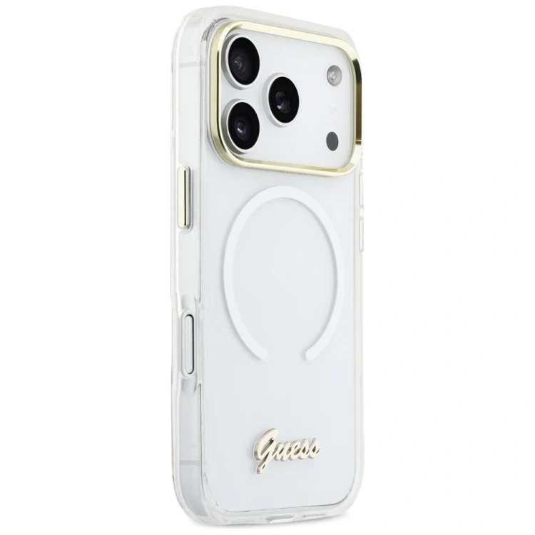 Etui Guess IML Gradient Script Metal MagSafe do Apple iPhone 17 Pro Max biały