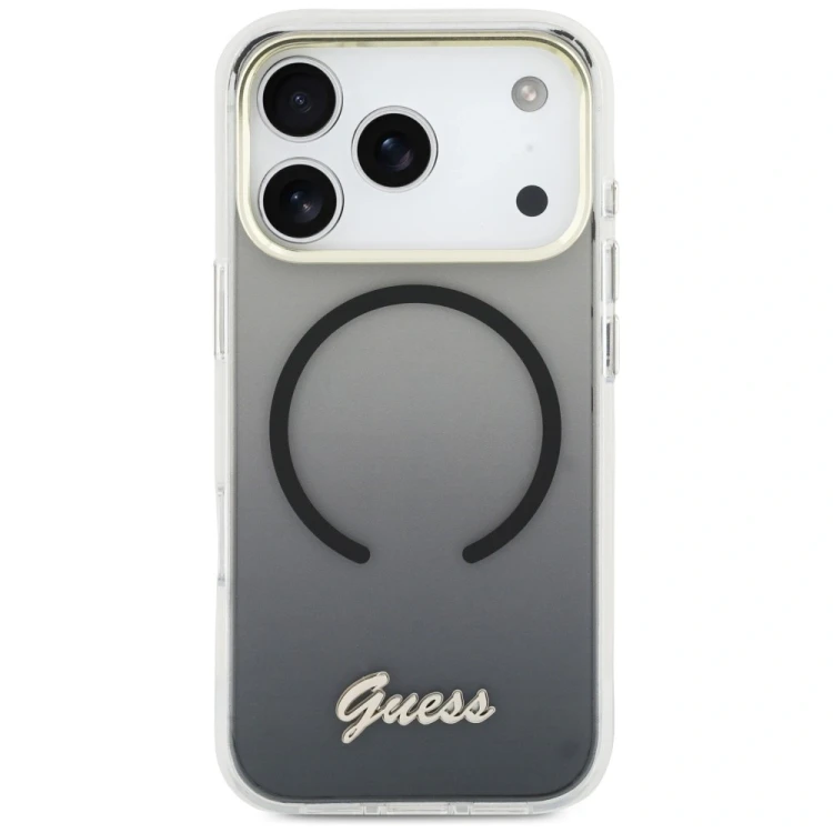 Etui Guess IML Gradient Script Metal MagSafe do Apple iPhone 17 Pro Max czarny